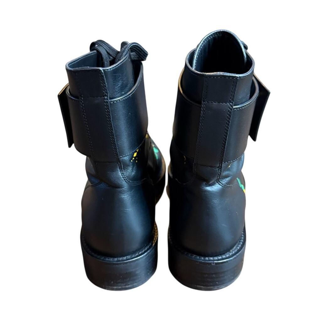 LOUIS VUITTON Wonderland Floral Ranger Leather Boots Gold LV Buckle EU 38 U8 - Picture 5 of 13
